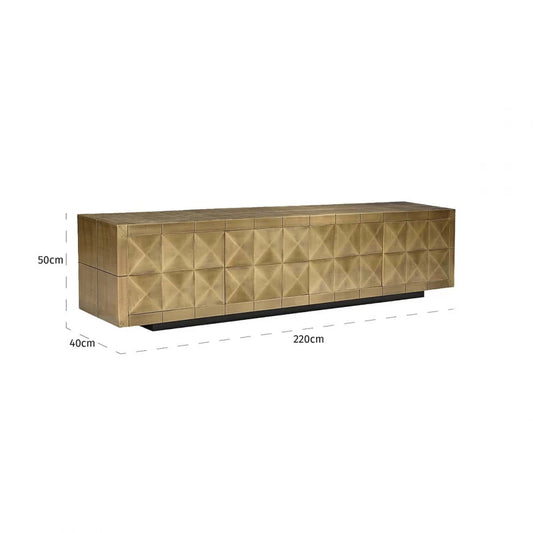 Comoda TV din Metal Auriu si MDF Negru L220xH50cm Collada Richmond Interiors