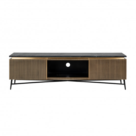 Comoda TV din Metal si Marmura Negru L170xH50cm Ironville Richmond Interiors
