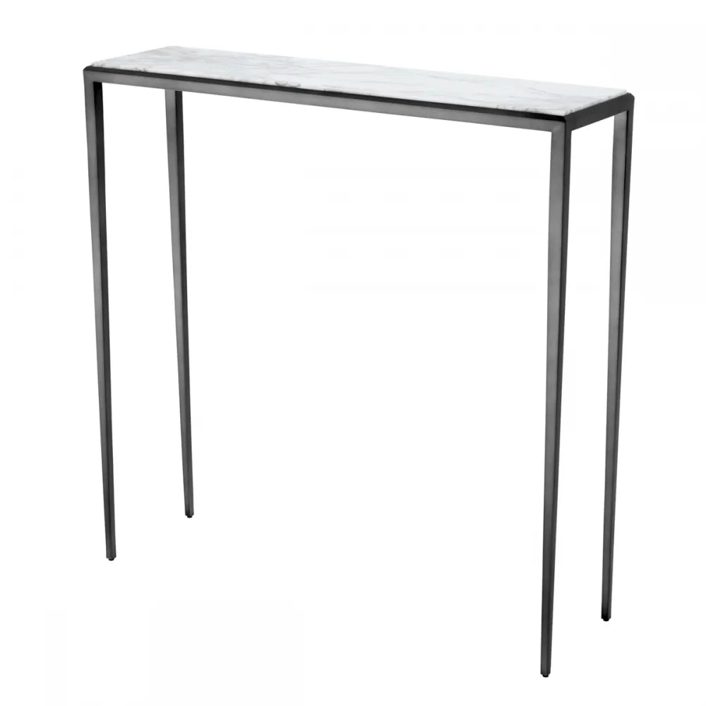Consola din Marmura Alb si Metal Bronz L90xH90cm Henley Eichholtz