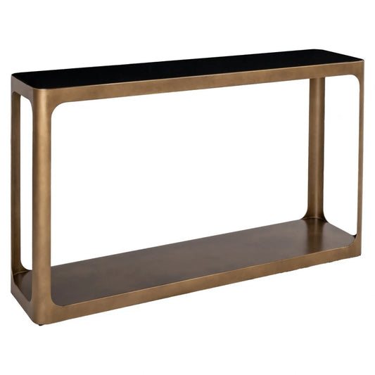 Consola din Metal Alama si Ceramica/Sticla Bej/Negru L140xH80cm Claridge Richmond interiors