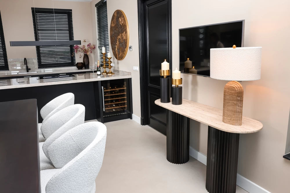 Consola din Travertin si MDF Bej/Negru L150xH78cm Hampton Richmond interiors
