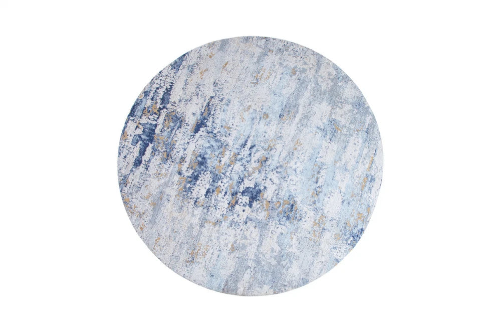 Covor rotund din Bumbac/Poliester Albastru D150cm Modern Art