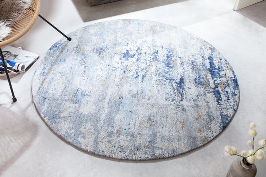 Covor rotund din Bumbac/Poliester Albastru D150cm Modern Art