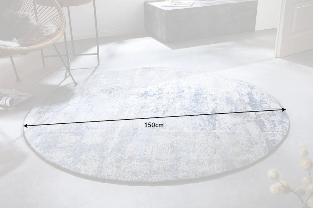 Covor rotund din Bumbac/Poliester Albastru D150cm Modern Art