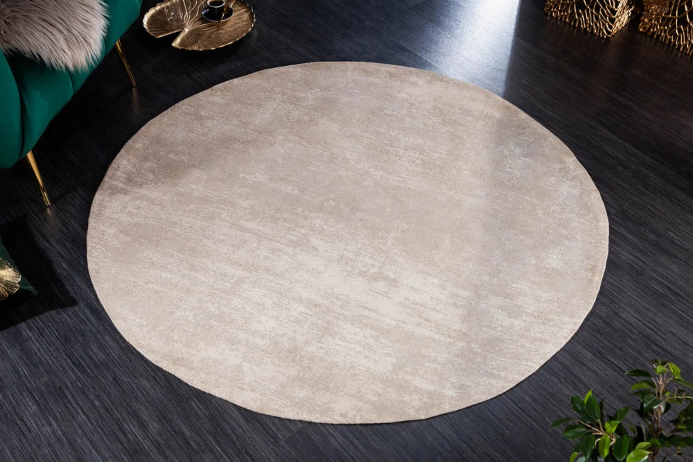 Covor rotund din Bumbac/Poliester Bej D150cm Modern Art