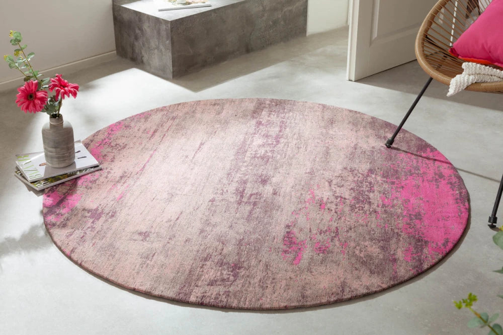 Covor rotund din Bumbac/Poliester Roz D150cm Modern Art