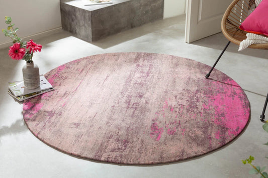 Covor rotund din Bumbac/Poliester Roz D150cm Modern Art