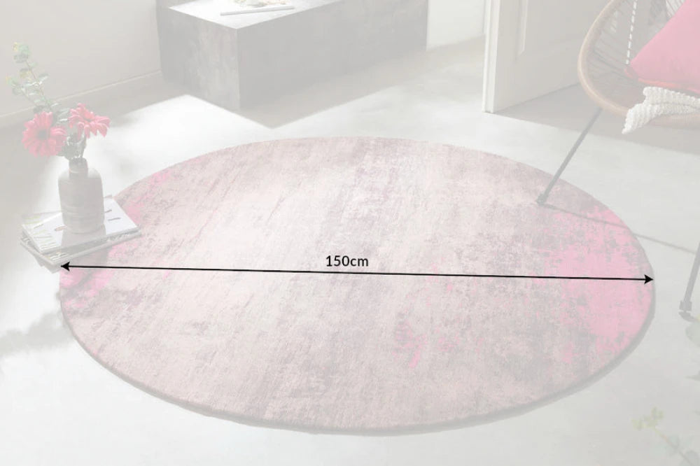 Covor rotund din Bumbac/Poliester Roz D150cm Modern Art