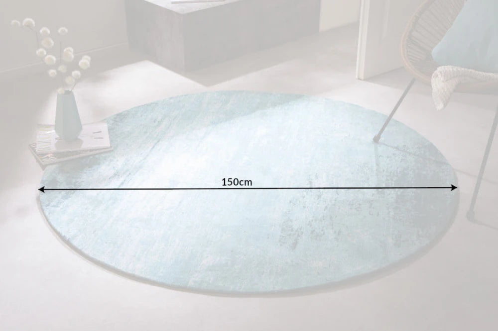 Covor rotund din Bumbac/Poliester Turcoaz D150cm Modern Art