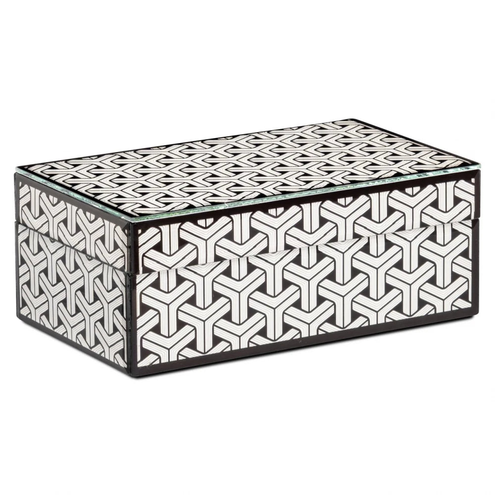Cutie depozitare din MDF/Sticla Negru/Alb L20xH8cm Feliz Richmond interiors