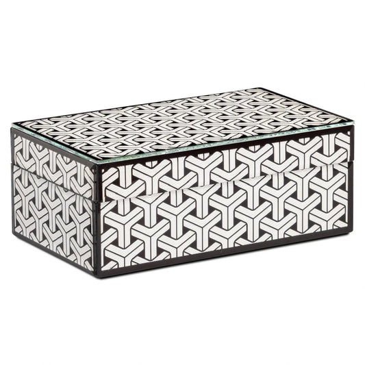 Cutie depozitare din MDF/Sticla Negru/Alb L20xH8cm Feliz Richmond interiors