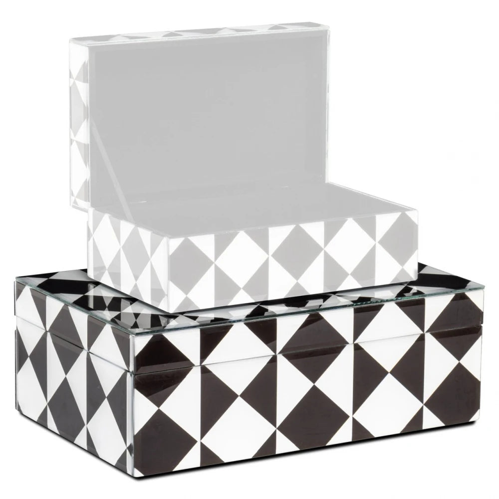 Cutie depozitare din MDF/Sticla Negru/Alb L28xH10cm Silas L Richmond interiors