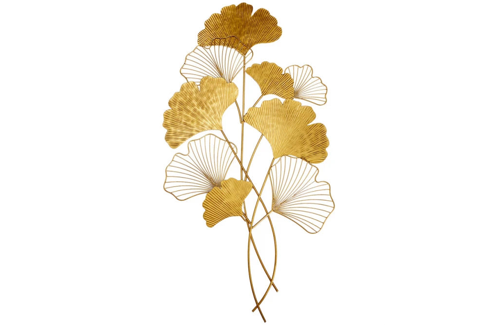 Decoratiune de perete din Metal Auriu H110xL58cm Ginkgo