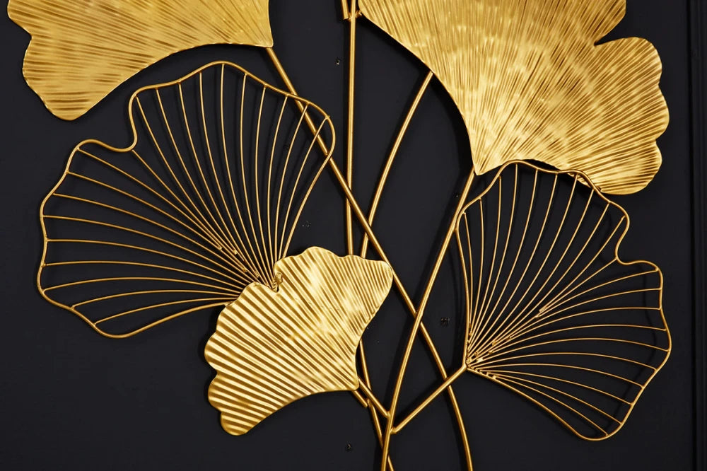 Decoratiune de perete din Metal Auriu H110xL58cm Ginkgo