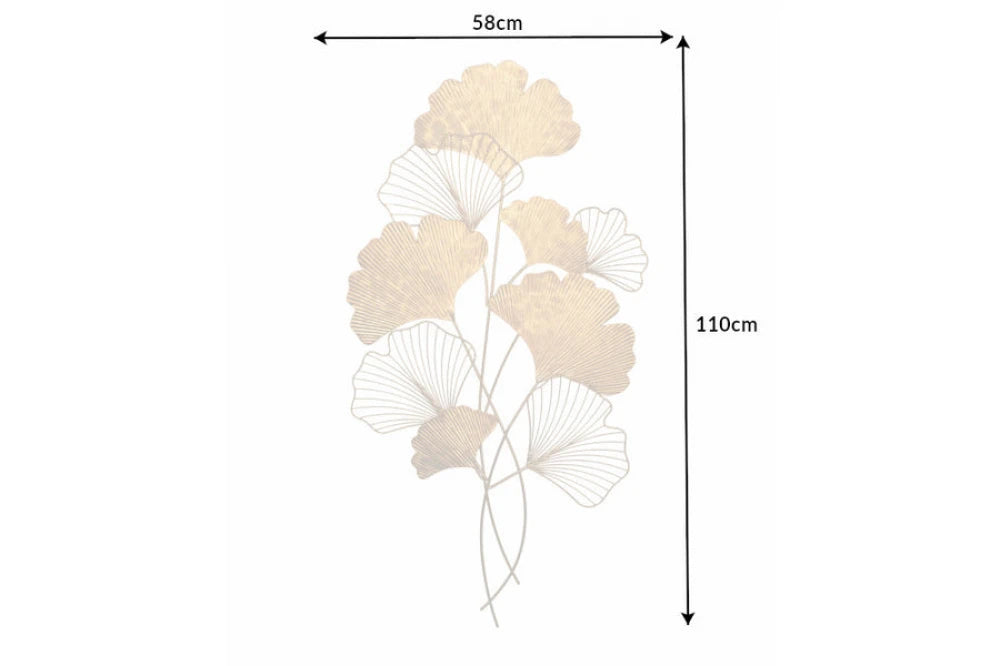 Decoratiune de perete din Metal Auriu H110xL58cm Ginkgo