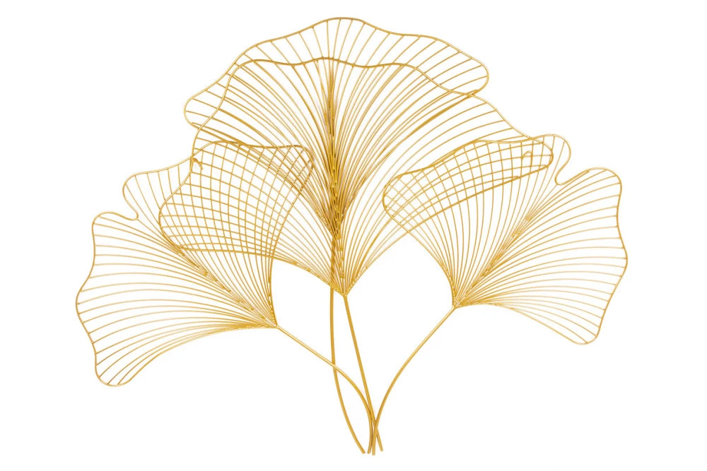 Decoratiune de perete din Metal Auriu H76xL90cm Ginkgo
