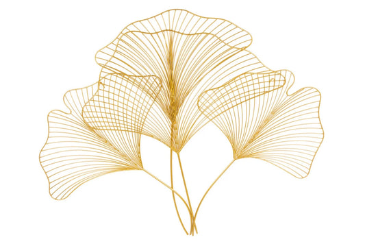 Decoratiune de perete din Metal Auriu H76xL90cm Ginkgo