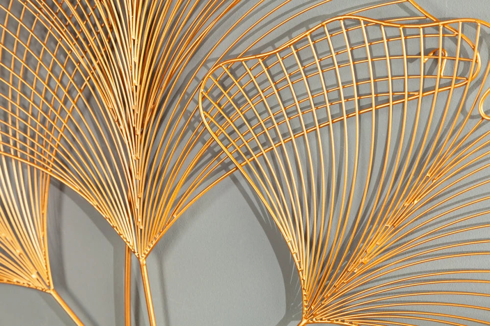 Decoratiune de perete din Metal Auriu H76xL90cm Ginkgo