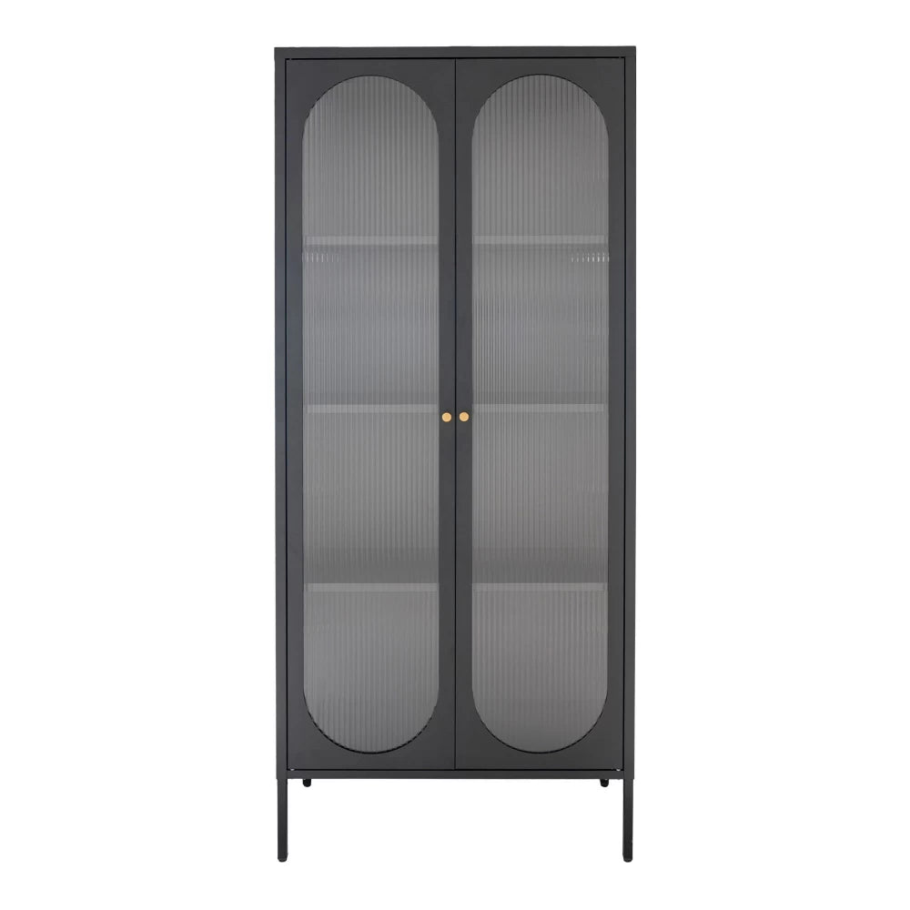 Dulap cu 2 usi din Sticla transparenta si Metal Negru L80xH180cm Adelaide