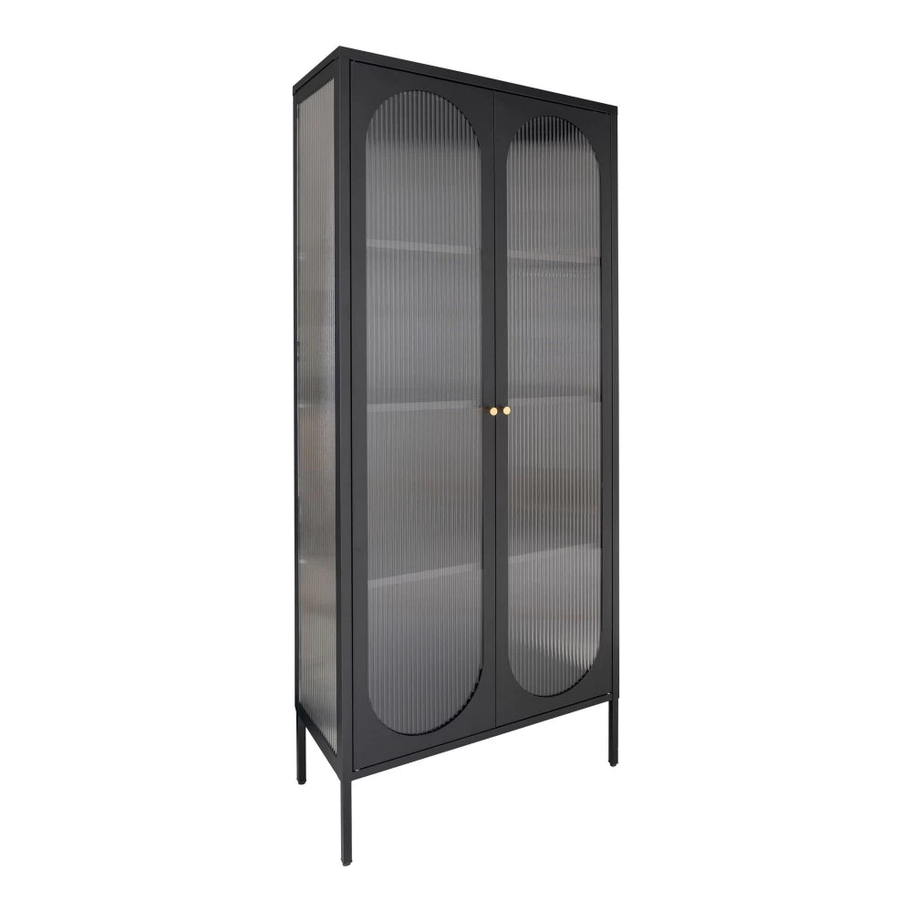 Dulap cu 2 usi din Sticla transparenta si Metal Negru L80xH180cm Adelaide