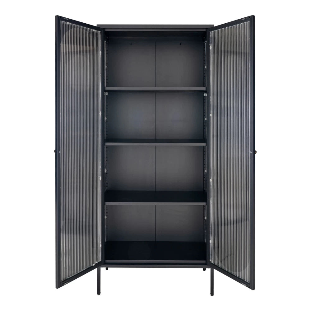 Dulap cu 2 usi din Sticla transparenta si Metal Negru L80xH180cm Adelaide