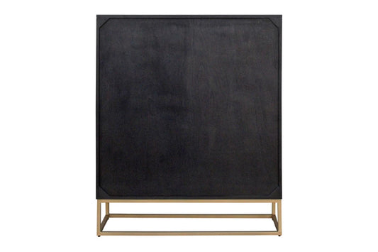Dulap din Lemn de mango Negru si Metal Auriu L100xH120cm ILLUSION