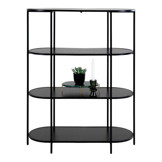 Etajera cu 4 rafturi din PAL Negru si Metal Negru L85xH111cm Vita