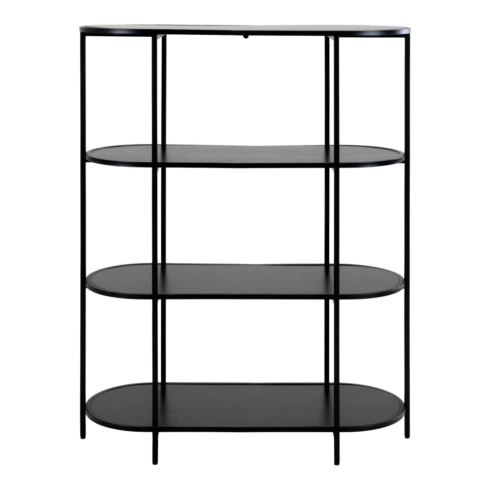 Etajera cu 4 rafturi din PAL Negru si Metal Negru L85xH111cm Vita