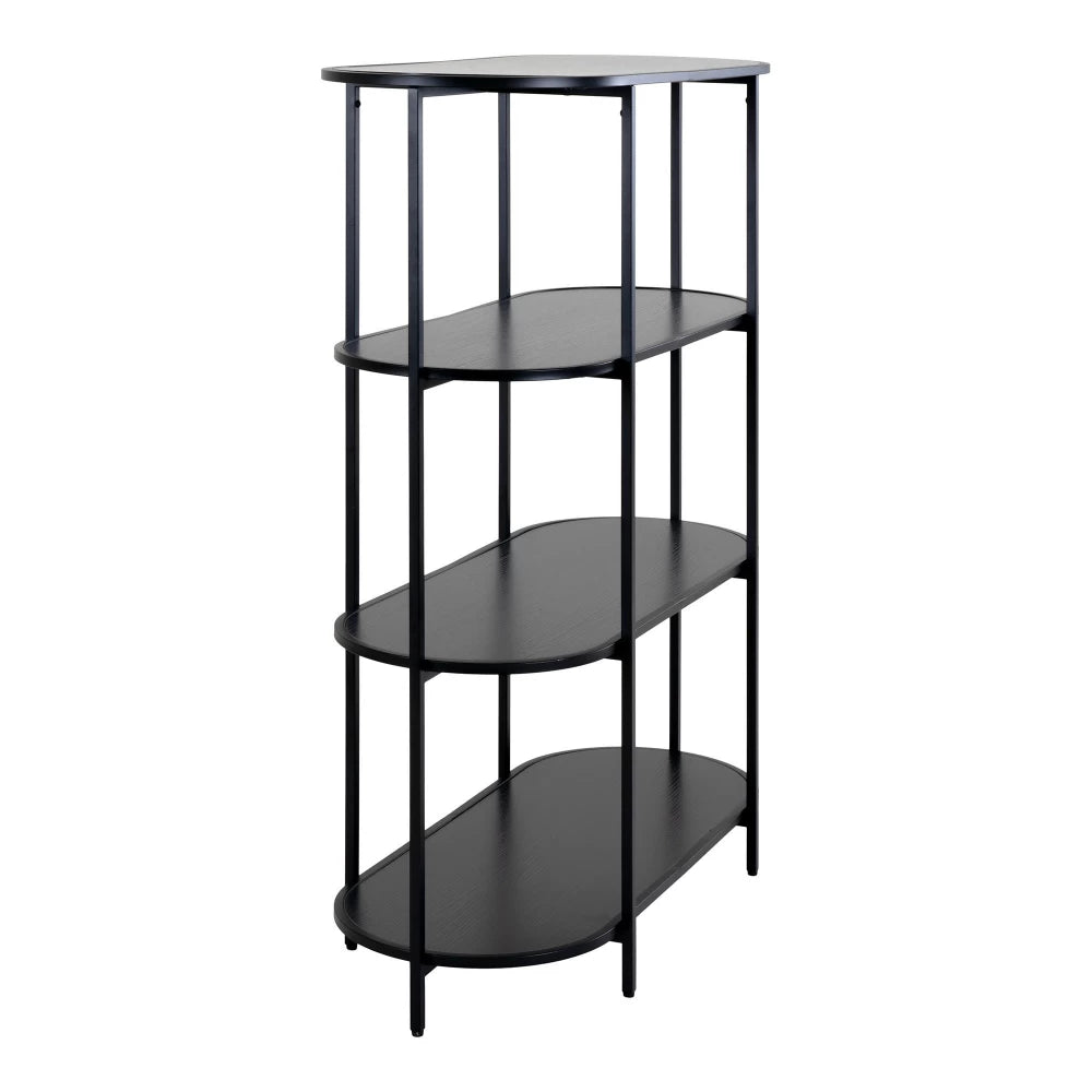 Etajera cu 4 rafturi din PAL Negru si Metal Negru L85xH111cm Vita