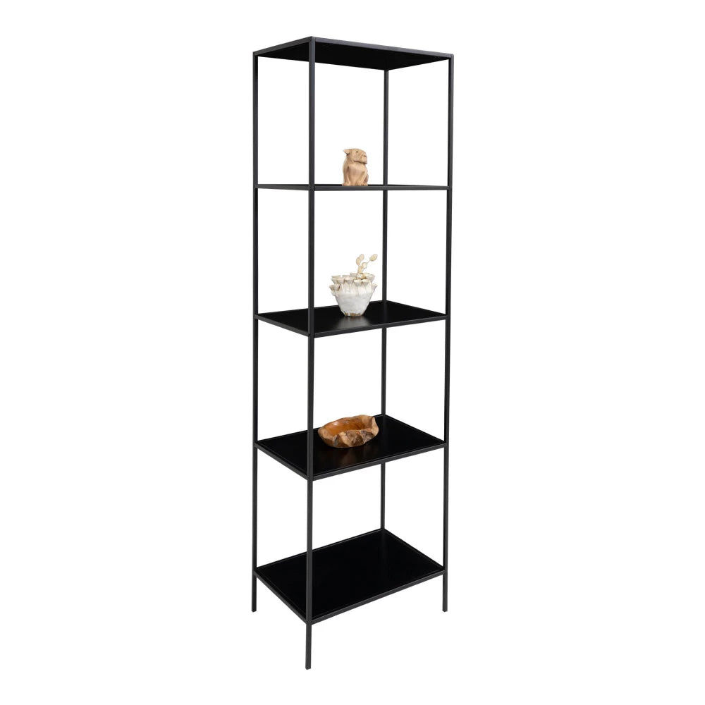 Etajera cu 5 rafturi din PAL Negru si Metal Negru L51xH170cm Vita