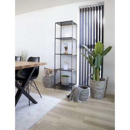 Etajera cu 5 rafturi din PAL Negru si Metal Negru L51xH170cm Vita