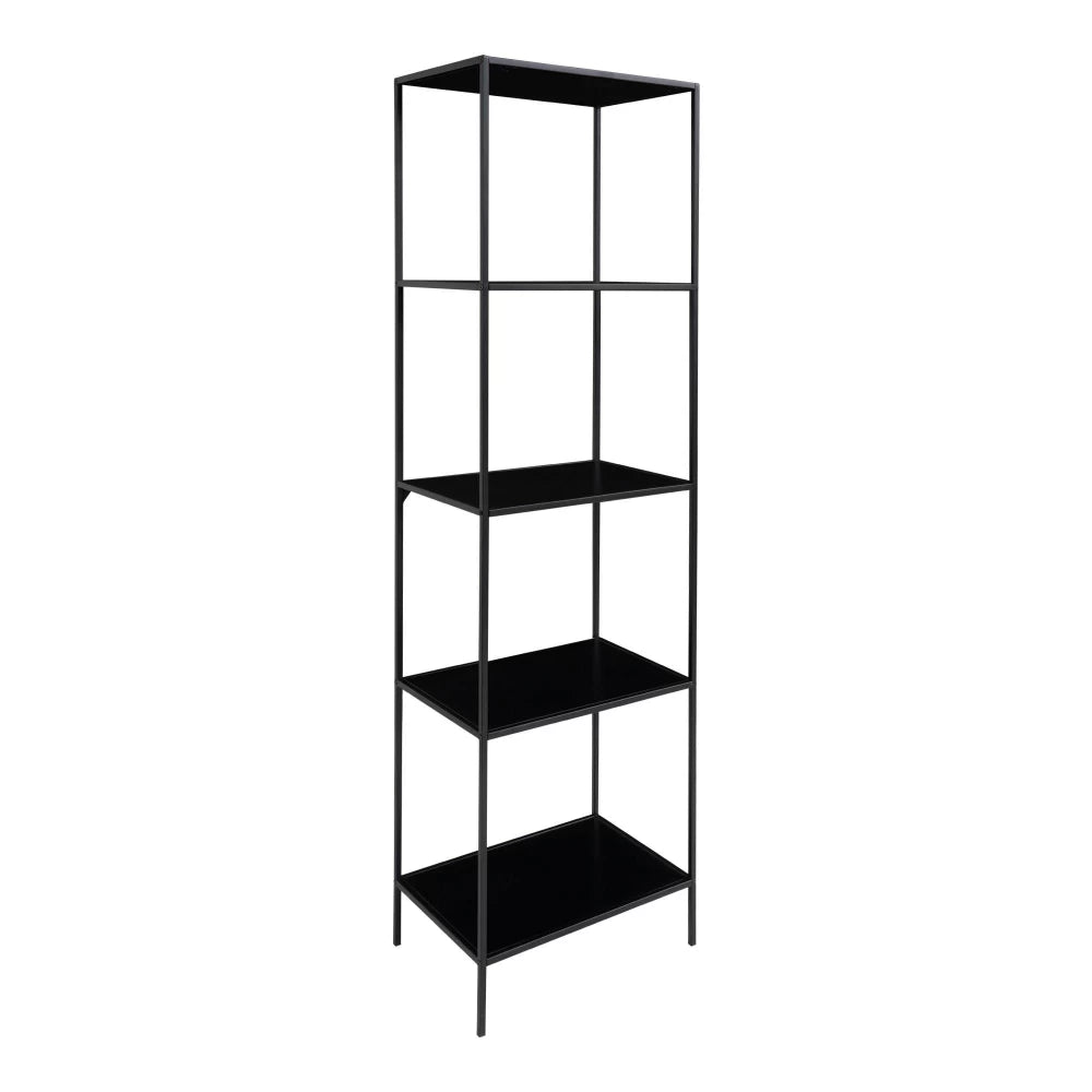 Etajera cu 5 rafturi din PAL Negru si Metal Negru L51xH170cm Vita