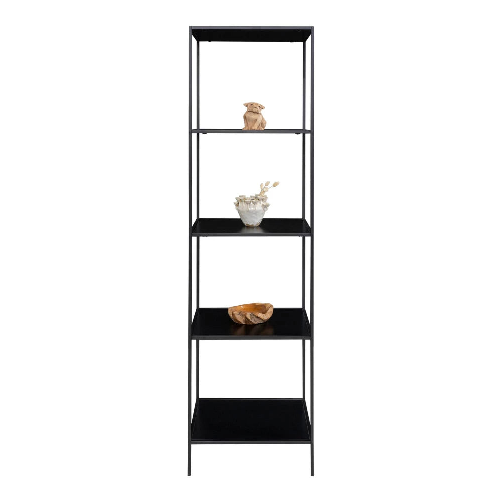 Etajera cu 5 rafturi din PAL Negru si Metal Negru L51xH170cm Vita