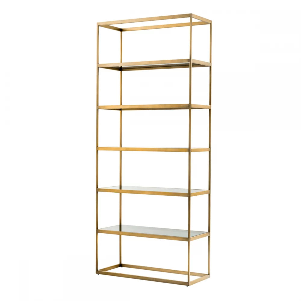 Etajera din Otel inoxidabil Alama si Sticla Fumuriu L95xH225cm Omega Eichholtz