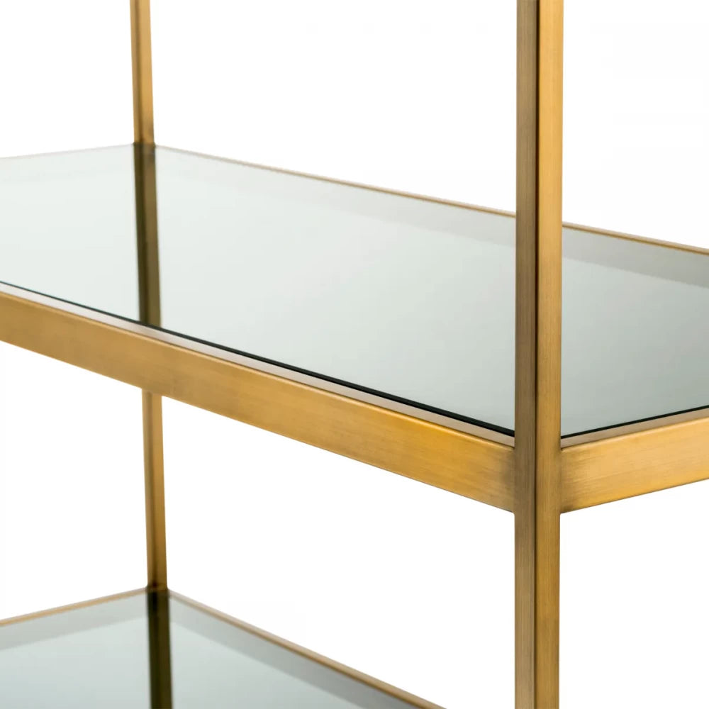 Etajera din Otel inoxidabil Alama si Sticla Fumuriu L95xH225cm Omega Eichholtz