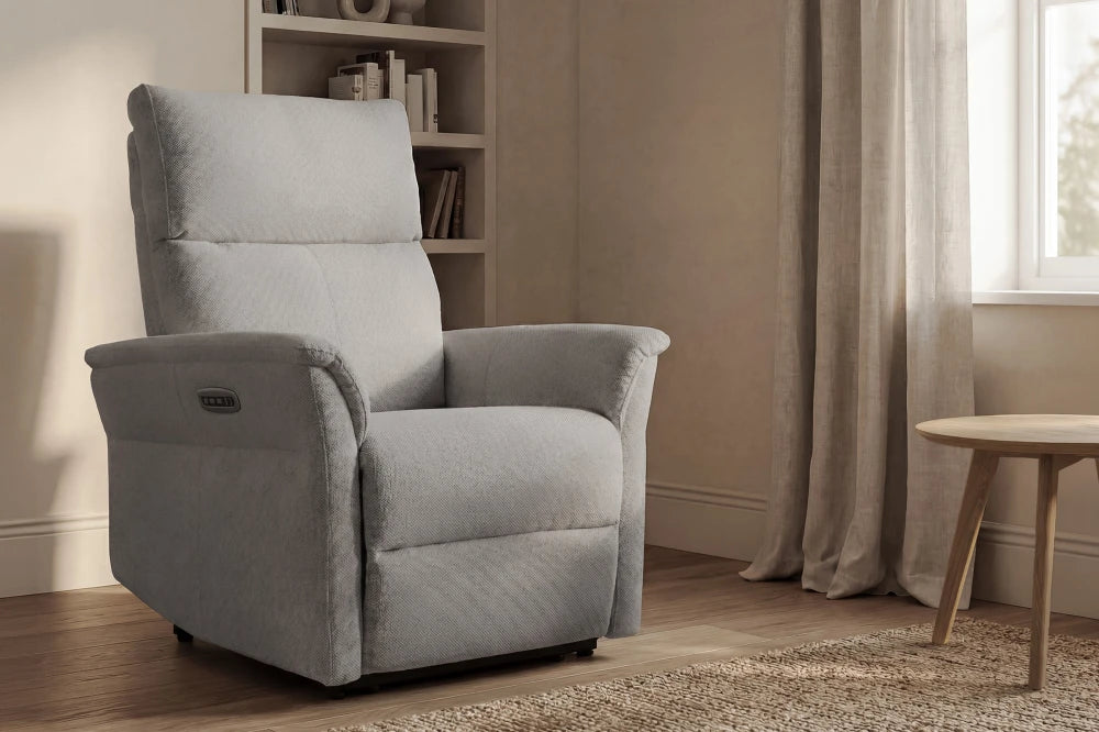Fotoliu cu recliner electric 2 motoare MISAKI Gri deschis L66cm x A84cm x H107cm