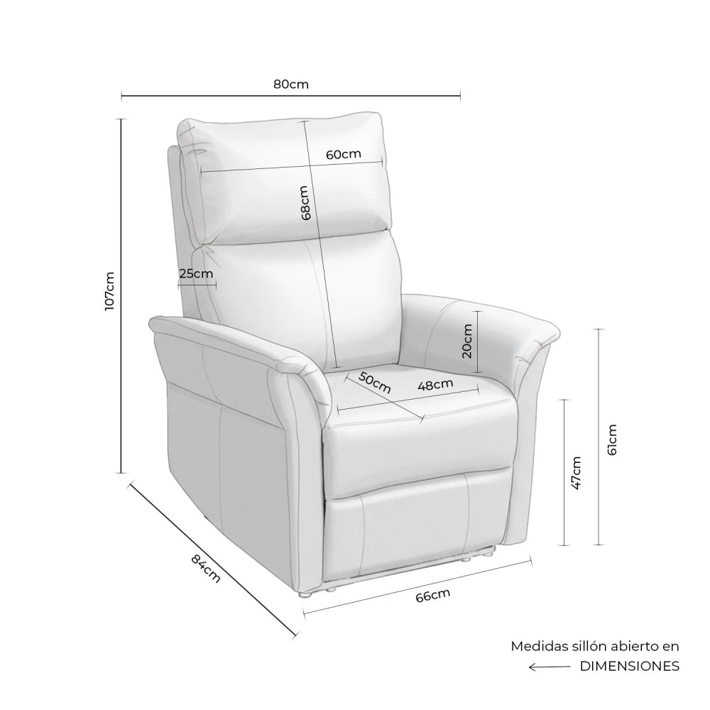 Fotoliu cu recliner electric 2 motoare MISAKI Taupe L66cm x A84cm x H107cm