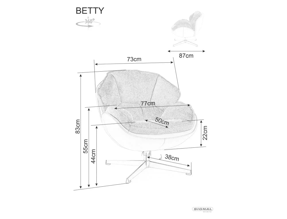 Fotoliu rotativ BETTY Bej L73cm x A83cm x H87cm