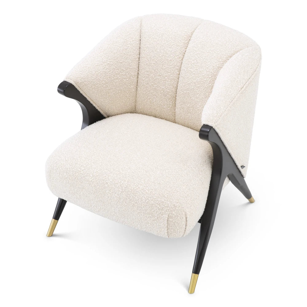 Fotoliu tapitat cu Stofa boucle Crem L71.5xA79.5xH77cm Pavone Eichholtz