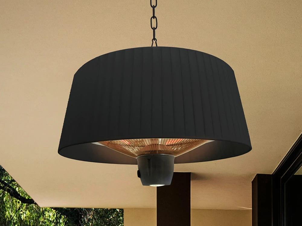 Incalzitor Electric cu Iluminat din Metal/Plastic Negru si Textil Negru 1W + 1500W D50xH90cm Heat Vintage