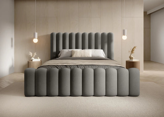 Pat 160 x 200 tapitat cu Catifea Magic velvet Gri Mira