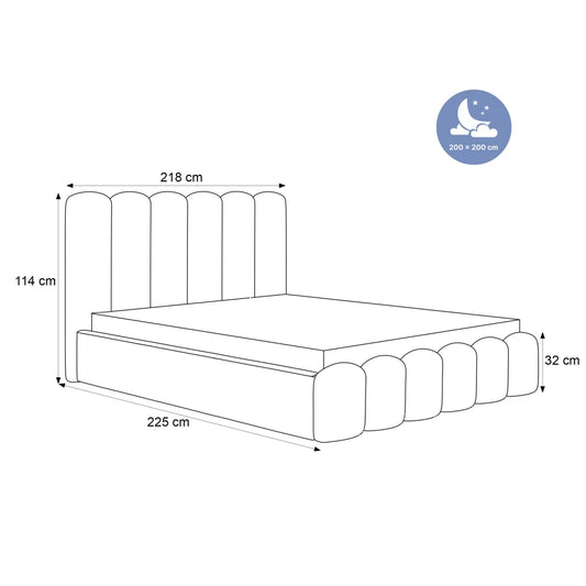 Pat 200 x 200 tapitat cu Catifea Magic velvet Ivory Aveline