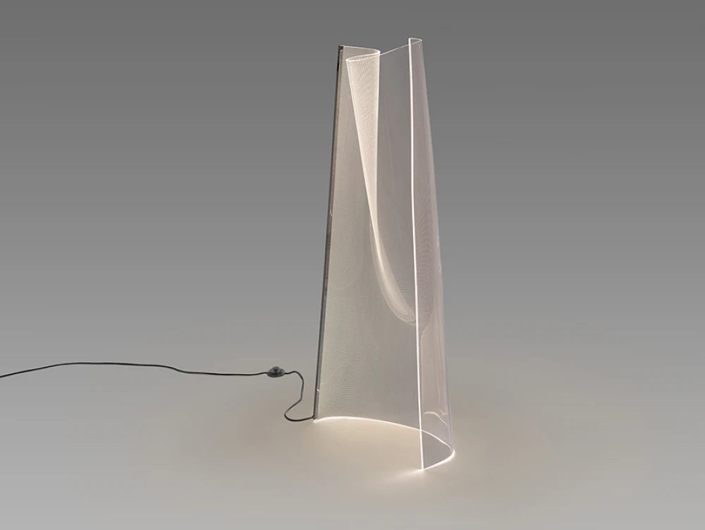 Lampa de podea din Metal Argintiu si Metacrilat Transparent 24W L70xH140cm Velos