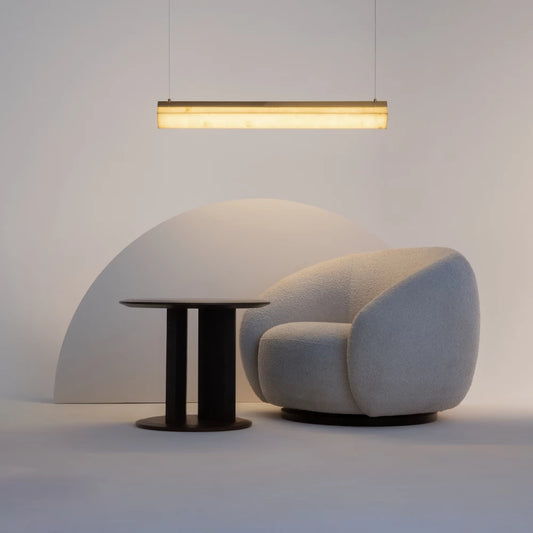 Lustra din Metal Alama si Alabastru Alb H316.2xL100cm Petra