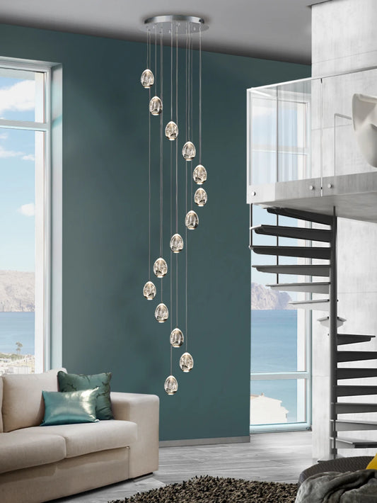 Lustra din Metal Argintiu si Sticla Transparent/Argintiu 70W D50xH500cm Rocío