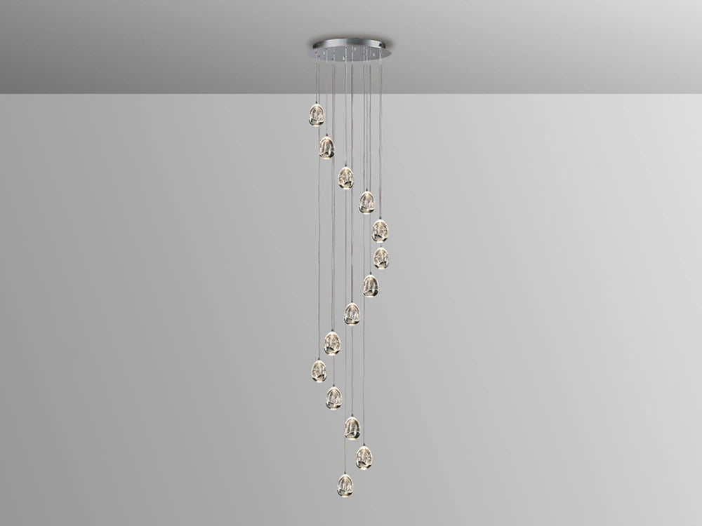 Lustra din Metal Argintiu si Sticla Transparent/Argintiu 70W D50xH500cm Rocío