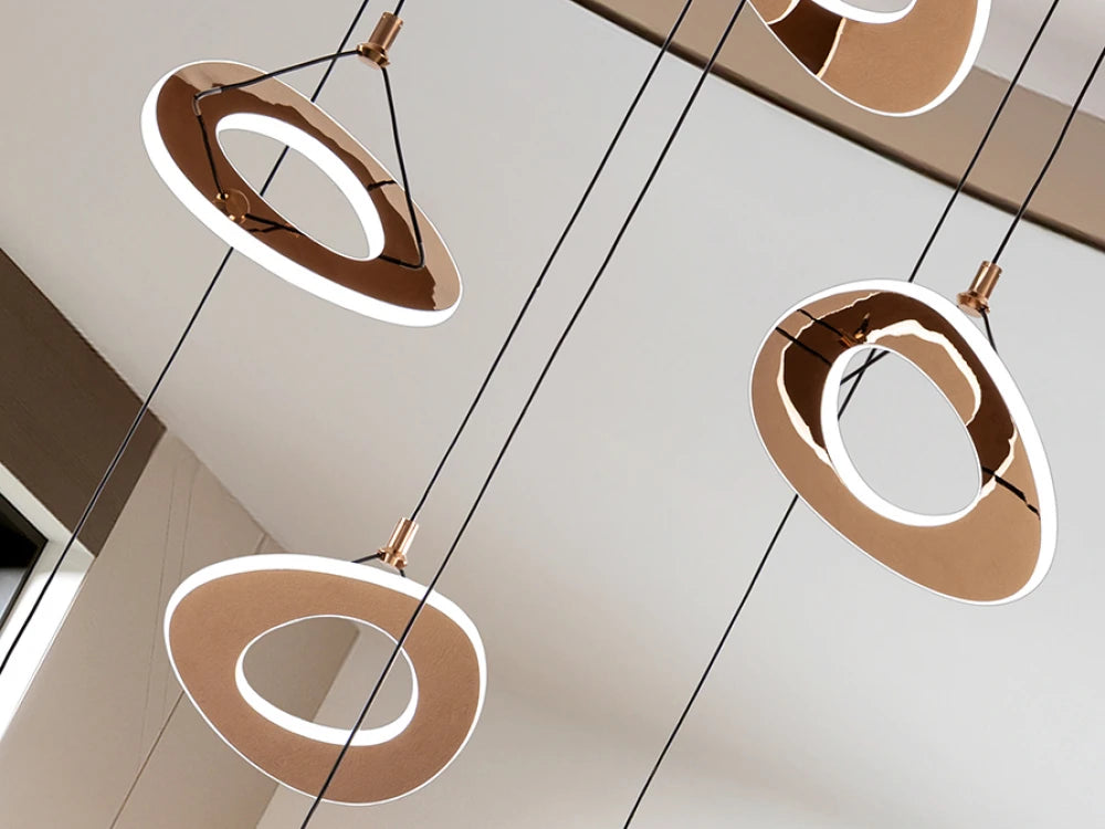 Lustra din Otel Rosegold si Acrilic Rosegold 140W D75xH240cm Mirena