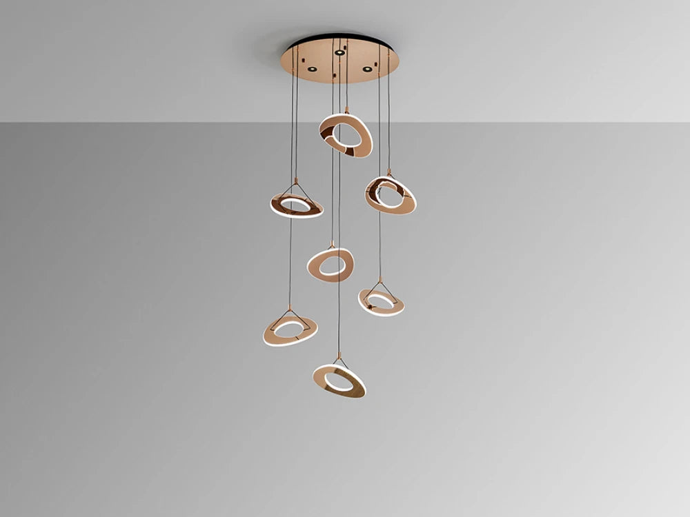 Lustra din Otel Rosegold si Acrilic Rosegold 140W D75xH240cm Mirena