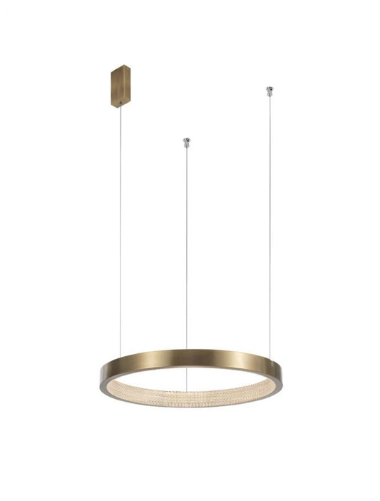 Lustra structura din Aluminiu Alama antichizata si abajur din Acrilic Transparent H180xL45cm IP20 18W 1020lm 3000k VEGAS