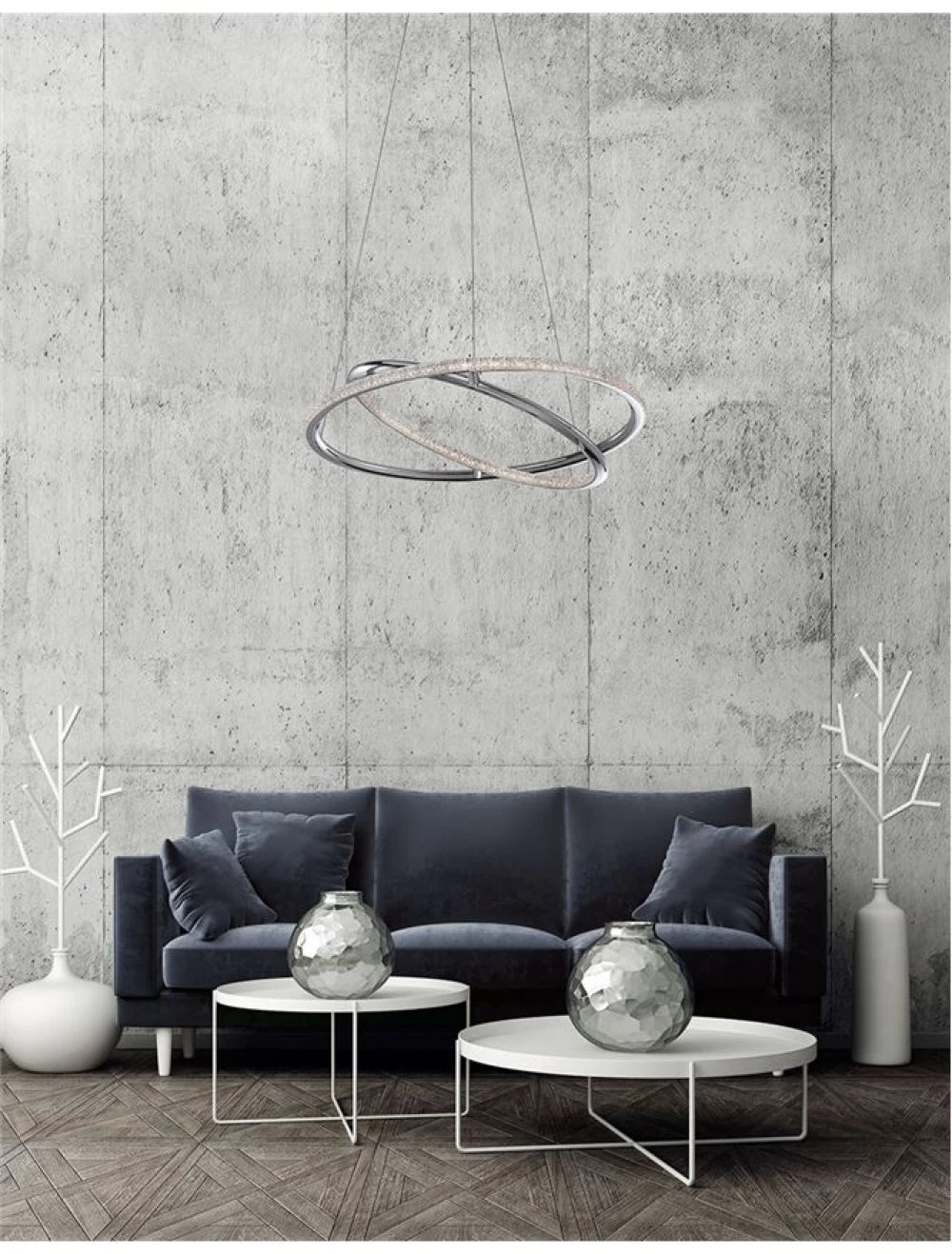 Lustra structura din Aluminiu Argintiu si abajur din Acrilic Transparent H120xL45cm IP20 29W 2010lm 3000k LIVORNO